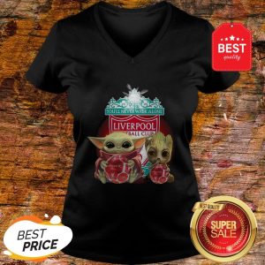 Baby Yoda And Baby Groot Hug Liverpool You’ll Never Walk Alone V-neck