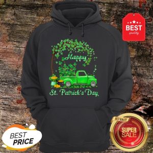 Happy St Patrick’s Day Green Truck Shamrock Buffalo Plaid Hoodie
