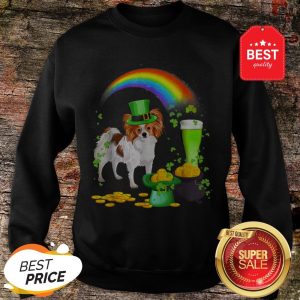 Happy St Patricks Day Papillon Dog Drinking Gift Sweatshirt