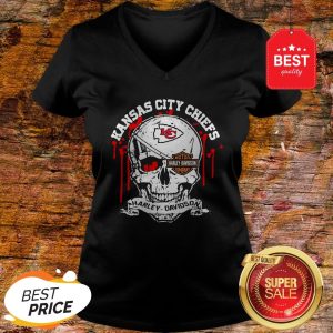 Nice Kansas City Chiefs Motor Harley Davidson Cycles Skull V-neck