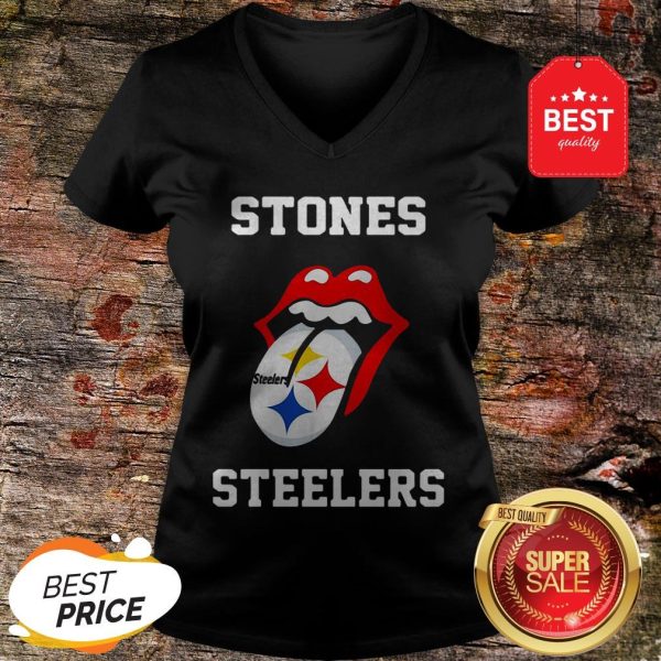 Nice Rolling Stones Logo Pittsburgh Steelers V-neck