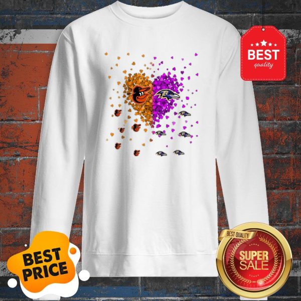 Official Baltimore Orioles And Baltimore Ravens Heart Sweatshirt