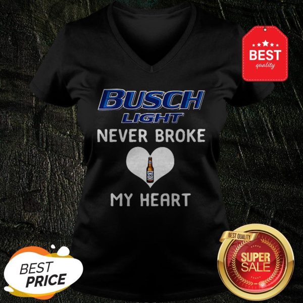 Official Busch Light Beer Logo Never Broke My Heart V-neck