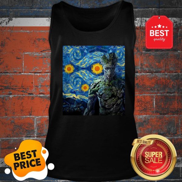 Official Marvel Groot Mashup Van Gogh Starry Night Tank Top