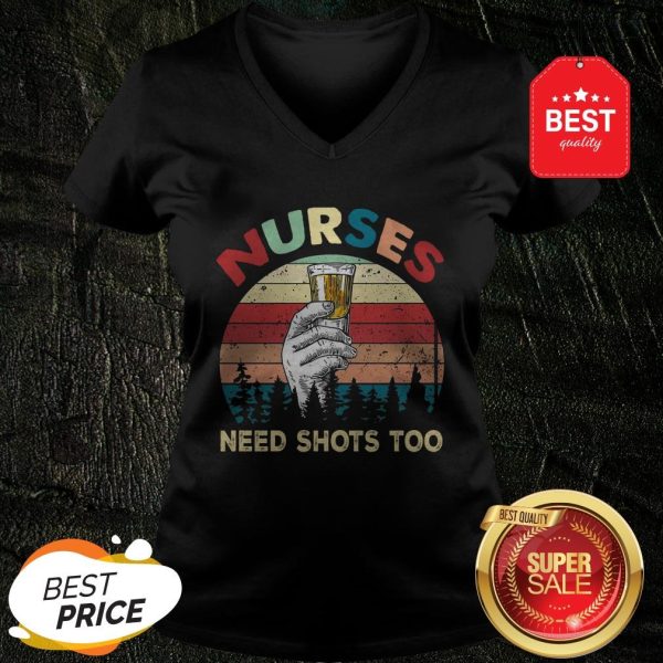 Official Nurses Need Shots Too Vintage V-neck