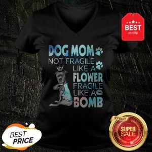 Pitbull Dog Mom Not Fragile Like A Flower Fragile Like A Bomb V-neck