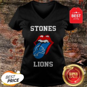 Pretty Rolling Stones Logo Detroit Lions V-neck