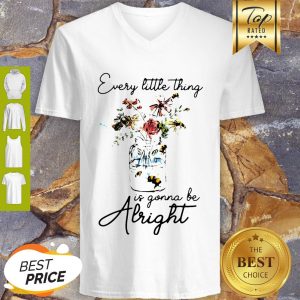 Flowers Every Little Thing Is Gonna Be Alright V-neck