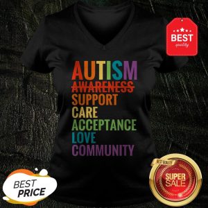 Autism Awareness Support Care Acceptance Ally Gift V-neck
