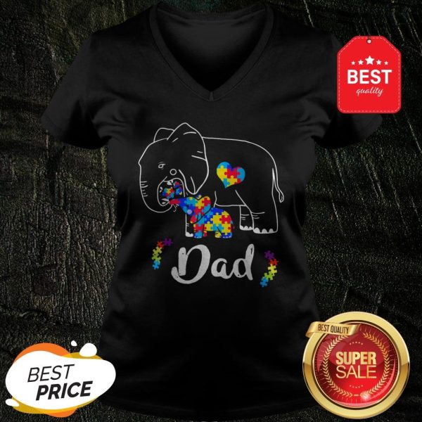 Autism Awareness Support Dad Elephant Gift ShirtAutism Awareness Support Dad Elephant Gift V-neck