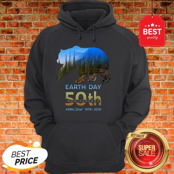Brown Bear Silhouette Earth Day 50th Anniversary April 22nd Hoodie