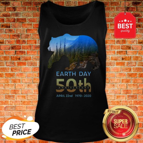 Brown Bear Silhouette Earth Day 50th Anniversary April 22nd Tank Top
