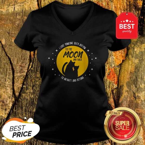 Cat Moon And Back I Love Someone With Cool Autism Gift V-neck