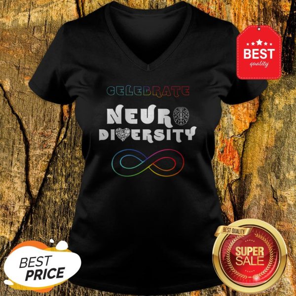 Celebrate Neurodiversity Rainbow Infinity Autism Awareness V-neck
