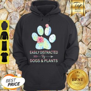 Easily Distracted By Dogs & Plants Paw Cactus Hoodie