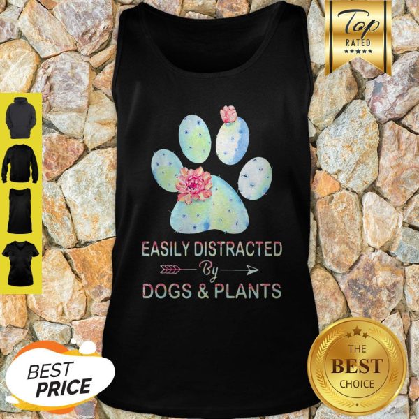 Easily Distracted By Dogs & Plants Paw Cactus Tank Top