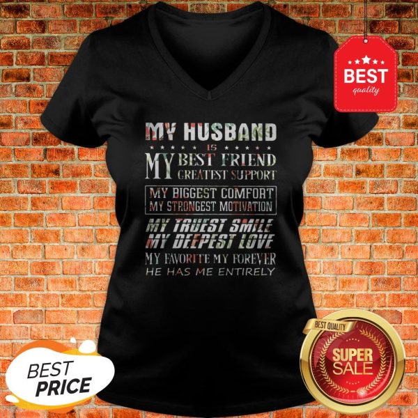 Flower My Husband Is My Best Friend Greatest Support My Biggest V-neck