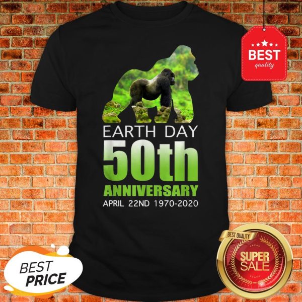Gorilla Silhouette Earth Day 50th Anniversary April 22nd Shirt