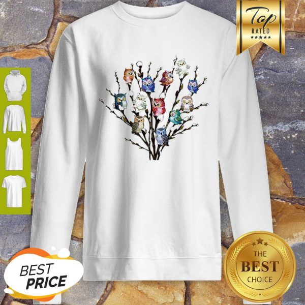 Nice Owl White Willows Flower Cute Sweatshirt