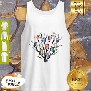 Nice Owl White Willows Flower Cute Tank Top