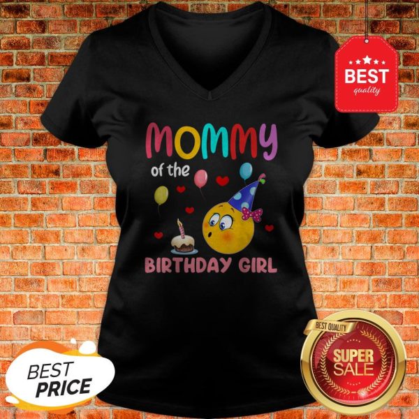 Nice Top Mommy Of Birthday Girl Gift Emoji Cute Bday Party V-neck