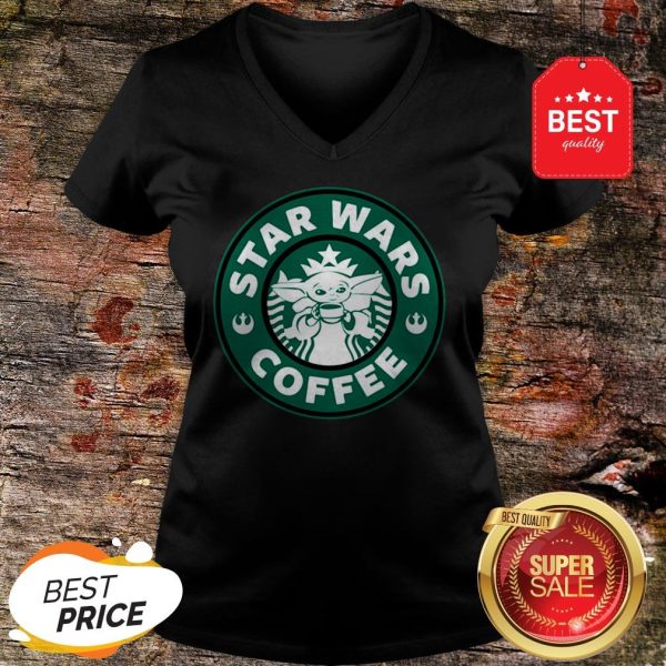 Official Baby Yoda Star Wars Coffee Starbucks Logo V-neck