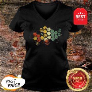 Official Honeycomb Rainbow Bee Vintage V-neck