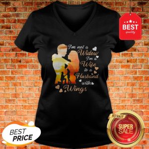 Official I’m Not A Widow I’m A Wife To A Husband With Wings Heart V-neck