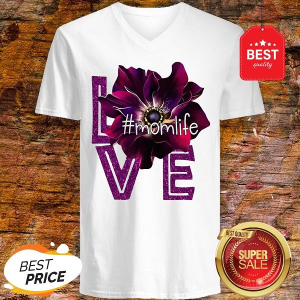 Official Love Momlife Anemone Purple V-neck