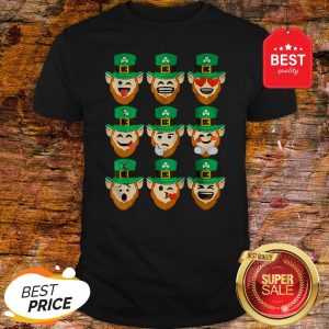 Official St. Patrick Day Emoji Leprechaun Faces Shirt
