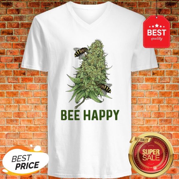 Official Weed Cannabis Bee Happy V-neck