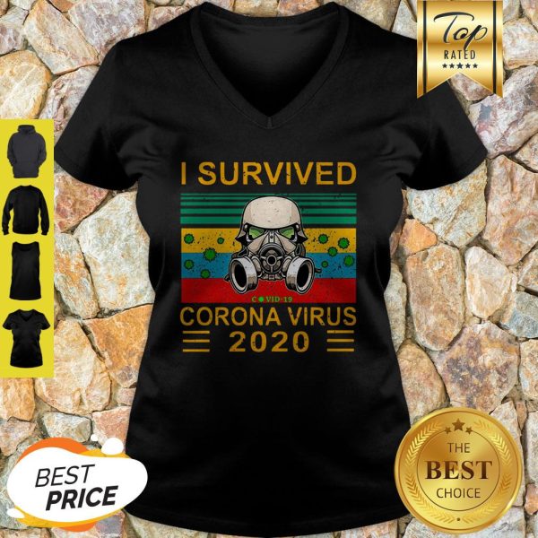 Stormtrooper I Survived Covid-19 Coronavirus 2020 Vintage V-neck - Design By Rulestee.com