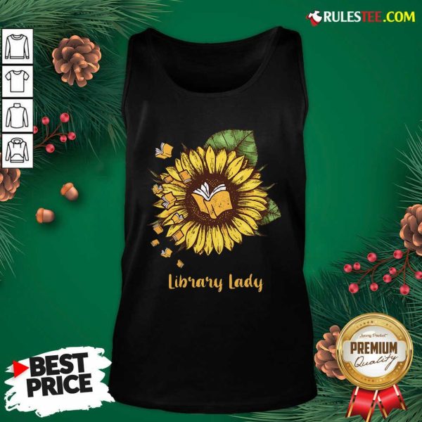 Sunflower Books Library Lady Tank Top - Design By Rulestee
