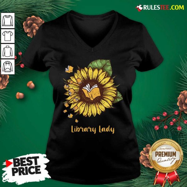 Sunflower Books Library Lady V-neck - Design By Rulestee