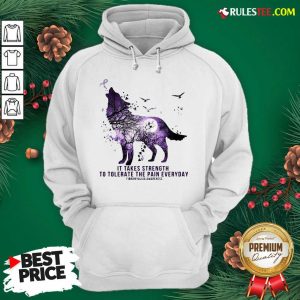 Wolf It Takes Strength To Tolerate The Pain Everyday Fibromyalgia Awareness Hoodie - Design By Rulestee