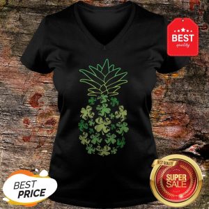 Women Pineapple Shamrock Leaf Clover St Patrick’s Day V-neck - Design By Rulestee.com