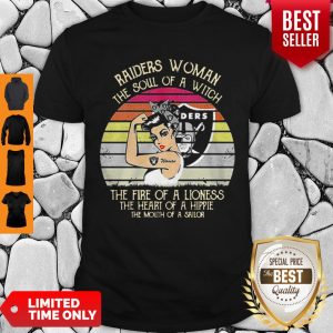 Raiders Woman The Soul Of A Witch The Fire Of A Lioness The Heart Of A Hippie Sunset Shirt