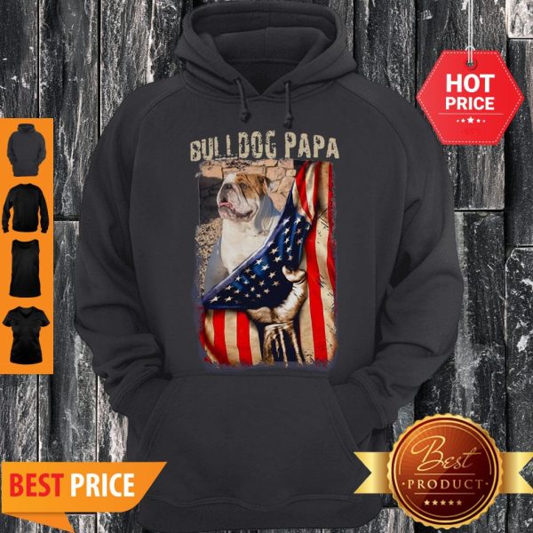 Official Bulldog Papa American Flag Hoodie