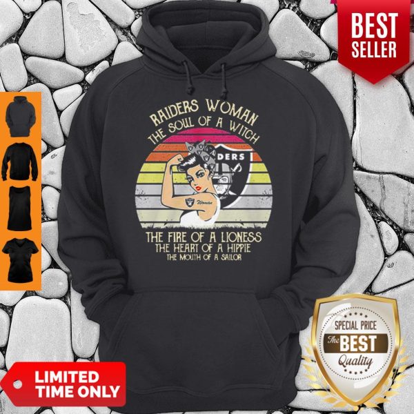 Raiders Woman The Soul Of A Witch The Fire Of A Lioness The Heart Of A Hippie Sunset Hoodie