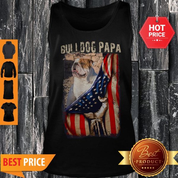 Official Bulldog Papa American Flag Tank Top