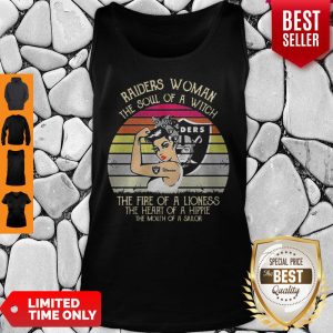 Raiders Woman The Soul Of A Witch The Fire Of A Lioness The Heart Of A Hippie Sunset Tank Top