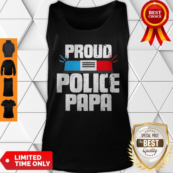 Mens Proud Police Papa Police Officer Daddy Tank Top