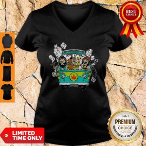 Official Hippie Weed Bus Cheech And Chong Scooby Doo Smoking V-neck