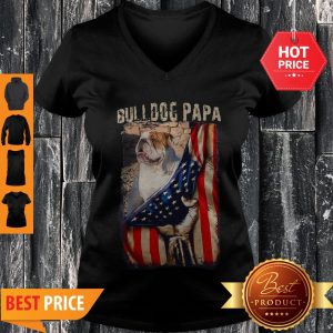 Official Bulldog Papa American Flag V-neck