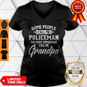 Mens Fathers Day Gift For A Policeman Grandpa V-neck