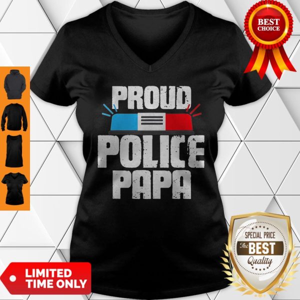 Mens Proud Police Papa Police Officer Daddy V-neck