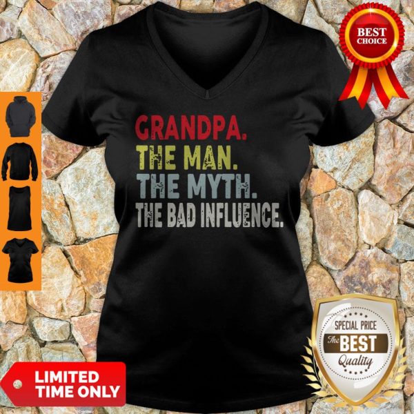 Grandpa The Man The Myth The Bad Influence Vintage Version V-neck