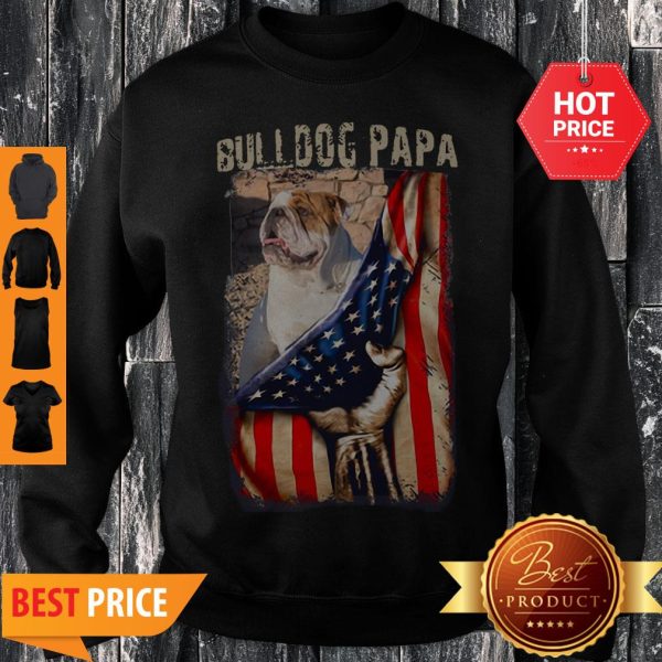 Official Bulldog Papa American Flag Sweatshirt