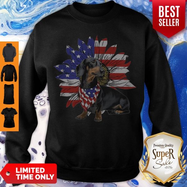 Daschund Sunflower America Flag Dog Lovers Sweatshirt