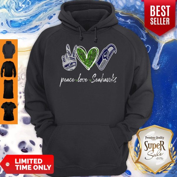 Official Peace Love Seattle Seahawks Diamond Hoodie